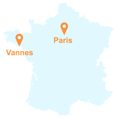 Carte de France — Vannes et Paris